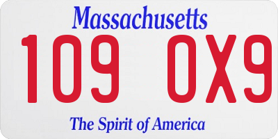 MA license plate 109OX9