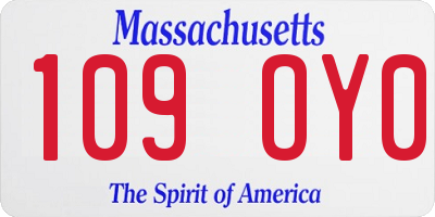 MA license plate 109OY0