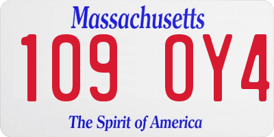 MA license plate 109OY4