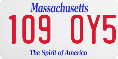 MA license plate 109OY5