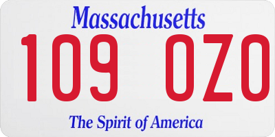 MA license plate 109OZ0