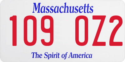MA license plate 109OZ2