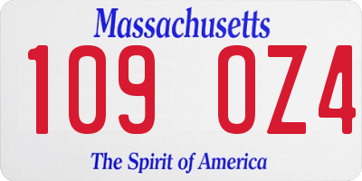 MA license plate 109OZ4