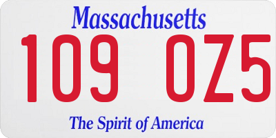 MA license plate 109OZ5