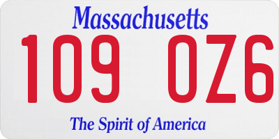 MA license plate 109OZ6