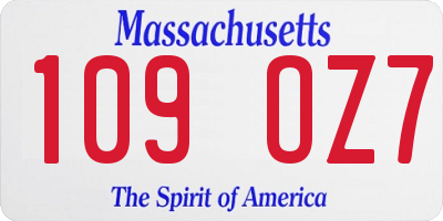 MA license plate 109OZ7