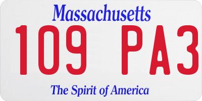 MA license plate 109PA3