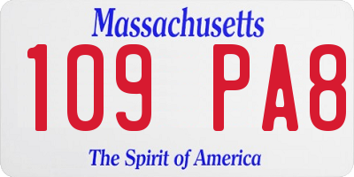 MA license plate 109PA8