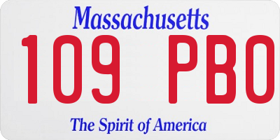 MA license plate 109PB0