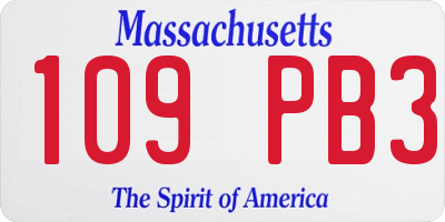 MA license plate 109PB3