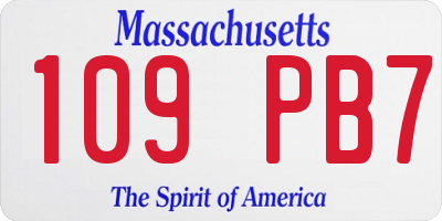 MA license plate 109PB7