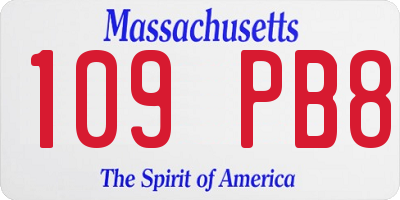 MA license plate 109PB8