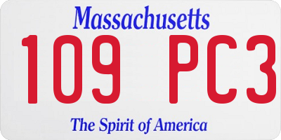 MA license plate 109PC3