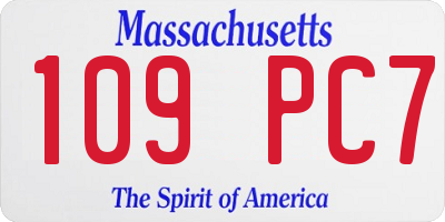 MA license plate 109PC7