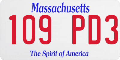 MA license plate 109PD3