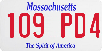 MA license plate 109PD4