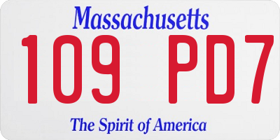 MA license plate 109PD7