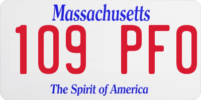 MA license plate 109PF0