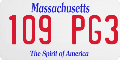 MA license plate 109PG3