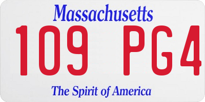 MA license plate 109PG4