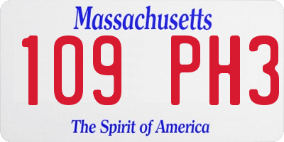 MA license plate 109PH3