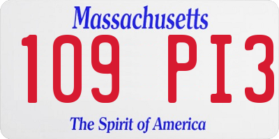MA license plate 109PI3