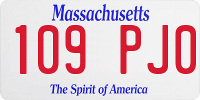 MA license plate 109PJ0