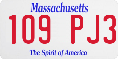 MA license plate 109PJ3
