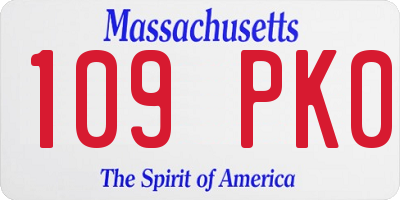 MA license plate 109PK0