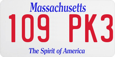 MA license plate 109PK3