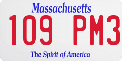 MA license plate 109PM3