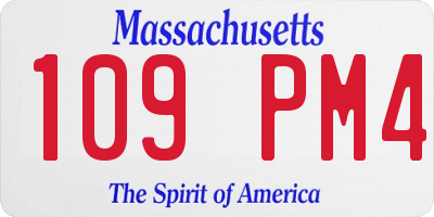 MA license plate 109PM4