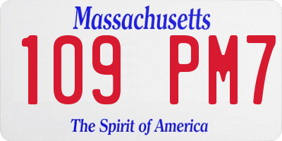 MA license plate 109PM7