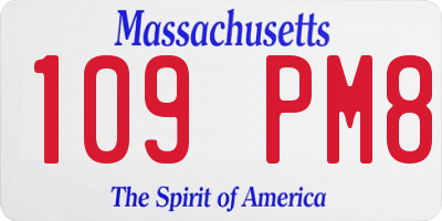 MA license plate 109PM8