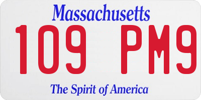 MA license plate 109PM9