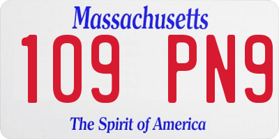MA license plate 109PN9