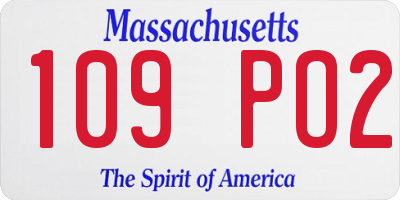 MA license plate 109PO2