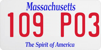 MA license plate 109PO3