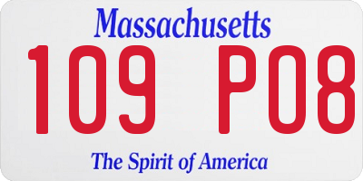 MA license plate 109PO8