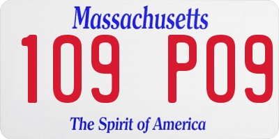 MA license plate 109PO9