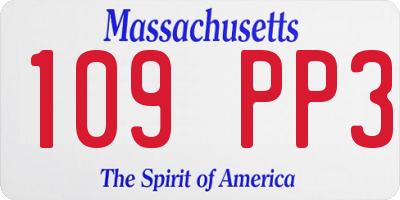 MA license plate 109PP3
