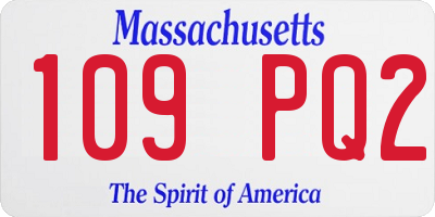 MA license plate 109PQ2