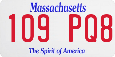 MA license plate 109PQ8