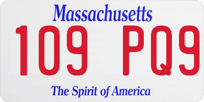 MA license plate 109PQ9