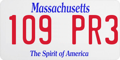 MA license plate 109PR3