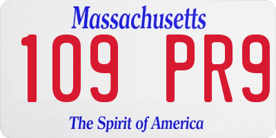 MA license plate 109PR9