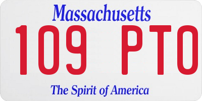 MA license plate 109PT0