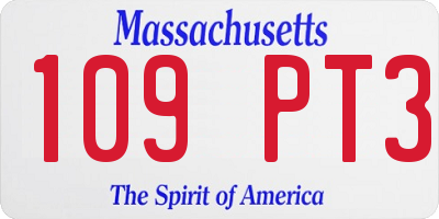 MA license plate 109PT3