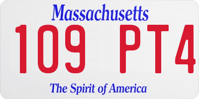 MA license plate 109PT4