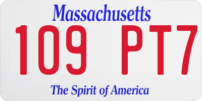 MA license plate 109PT7